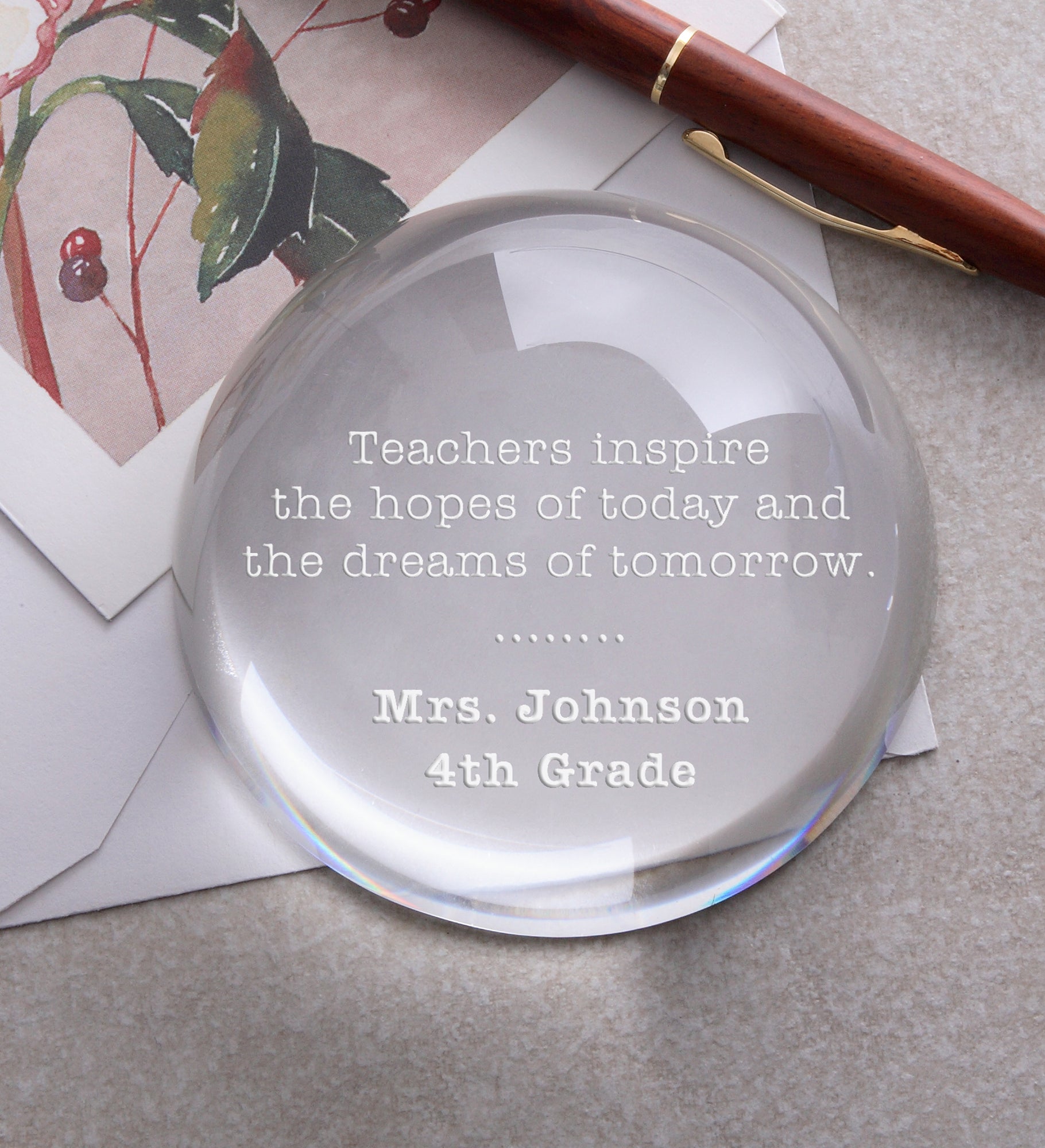 Inspirational Quotes Teacher Crystal Paperweight